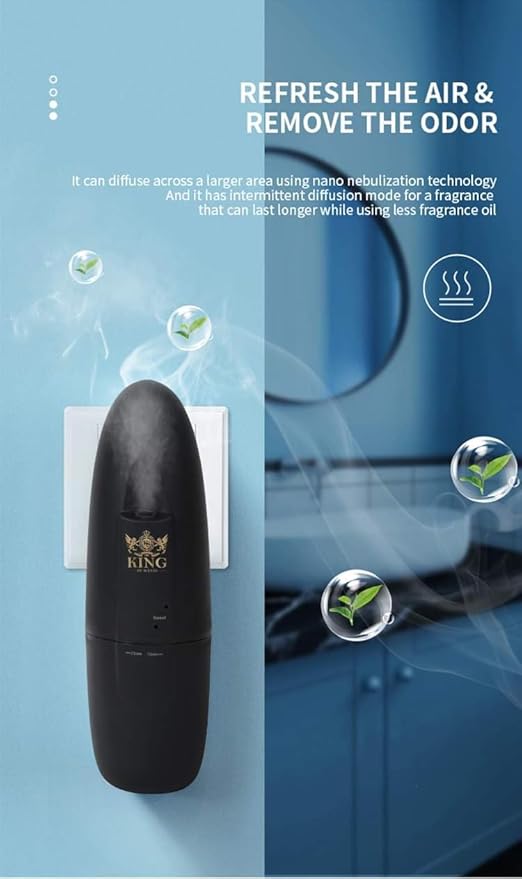 Diffuser Up to 500 Sq.FT Coverage-Nanotechnology Plug in Oil Diffuser Essential Oils (Bluetooth)-for Home and Office-Wall Silent & Waterless Oil Diffuser (Black)