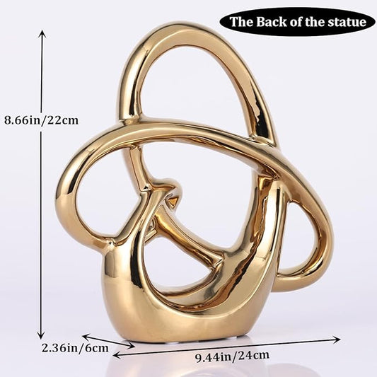 YUNSHID Modern Gold Decor Ceramic Geometric Sculpture, Abstract Home Accent & Tabletop Figurine for Living Room, Bedroom, Bathroom, Office, Shelf, Mantel - Wedding, Dining Room Centerpiece Decoration