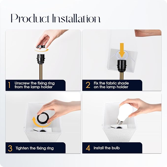 Soilsiu Set of 2 Bedside Table Lamp 3 Way Dimmable Nightstand Lamp with USB C & USB A Charging Port, 2 AC Outlets, 3000K LED Bulbs (Pleate)