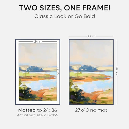 Homeforia 27x40 Poster Frame Navy Blue, High End Metal 27x40 Large Picture Frames with Mat 24x36 inch Photo, 27 x 40 Thin Frame Matted to 24 x 36 Print, 40x27 Frame, Tempered Glass, Wall Kit, Set of 1