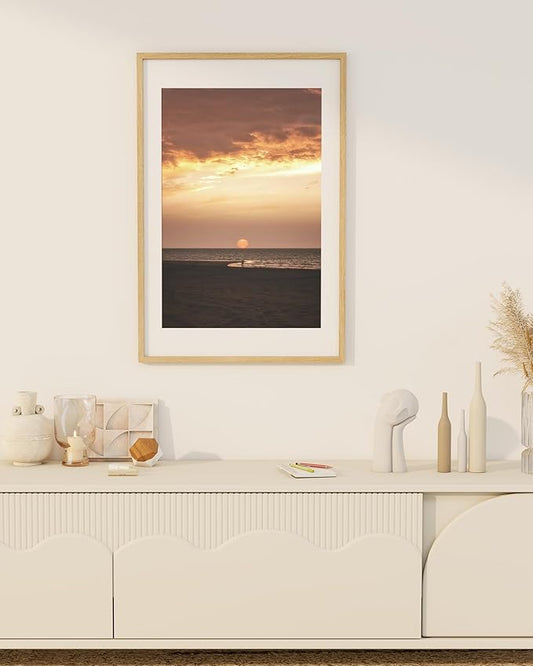 Marsmiles 20x30 Wooden Picture Frame, USA-Sourced Natural Oak Solid Wood Photo Frame with Real Glass for Display Pictures 16x24 with Mat or 20x30 without Mat, Natural, 2 Pack