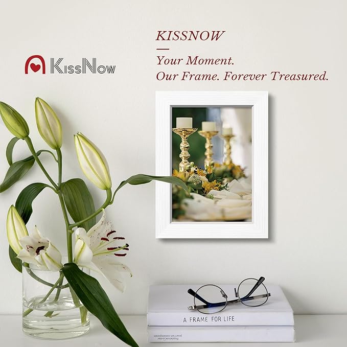 5x7 Picture Frame 2 Pack, White Solid Wood Gallery Photo Frame, Wall Hanging or Tabletop Display