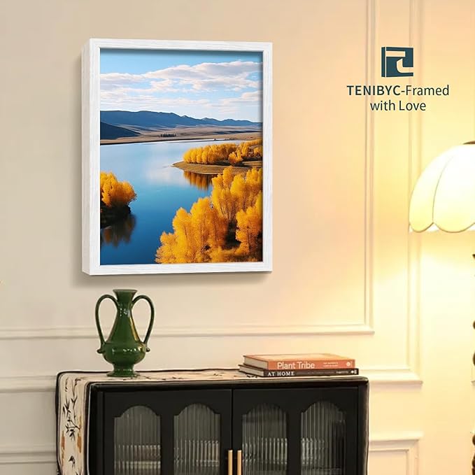 18 x 24 Poster Frame Set of 4, White Wood Picture Frame, Display Pictures, Posters and Puzzles, Horizontal or Vertical Wall Hanging