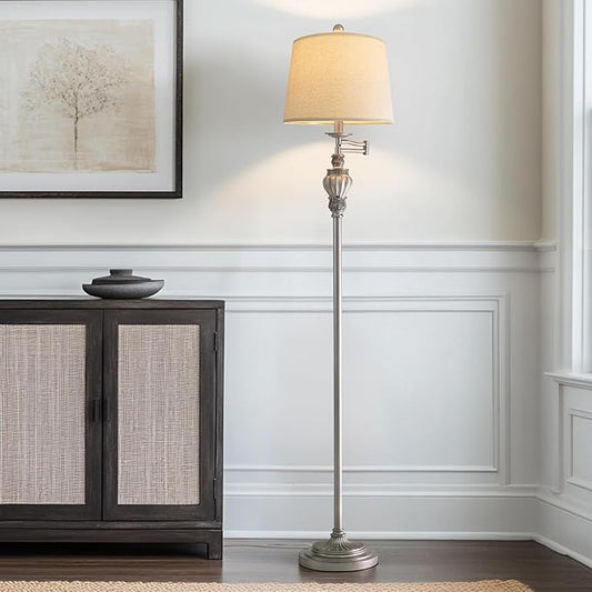 61" Vintage Floor Lamp with 350° Adjustable Swing Arm, Tall lamp Standing Lamp for Living Room Bedside Bedroom Nightstand Retro Farmhouse Mid Century Lamp Light Home Décor Office Gifts