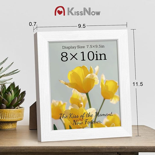 8x10 Picture Frame 2 Pack, White Solid Wood Gallery Photo Frame, Wall Hanging or Tabletop Display