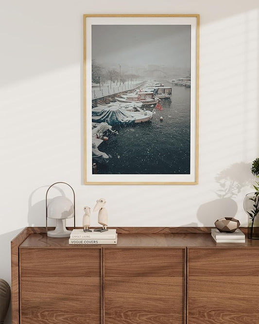 Marsmiles 27x40 Wooden Picture Frame, USA-Sourced Natural Oak Solid Wood Photo Frame with Real Glass for Display Pictures 24x36 with Mat or 27x40 without Mat, Natural, 1 Pack