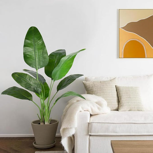Artificial Bird of Paradise - Fake Plants Indoor Faux Tropical Palm Potted Dypsis Lutescens for Home Office Decor Housewarming (4FT-1Pack)
