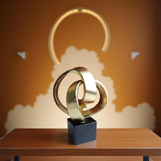 10" Modern Abstract Ribbon Decorative Sculpture, Knot Sculptures,Home Decor,Coffee Table Statues,Dining Living Room Desk Decor(Golden)