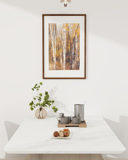 Marsmiles 16x24 Wooden Picture Frame, USA-Sourced Natural Oak Solid Wood Photo Frame with Real Glass for Display Pictures 12x18 with Mat or 16x24 without Mat, Walnut, 1 Pack