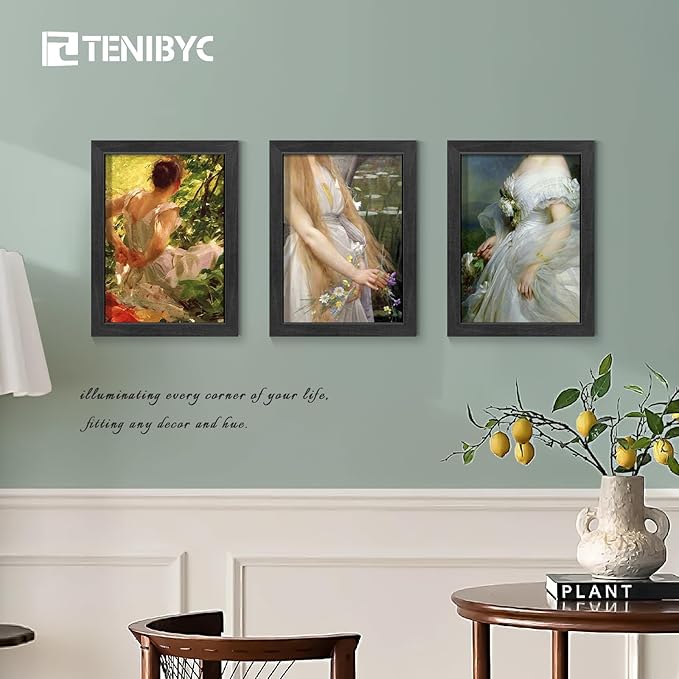 9x12 Frame Set of 4, Textured Black Wood, 9 x 12 Picture Frame with HD Tempered Glass, Table or Wall Display