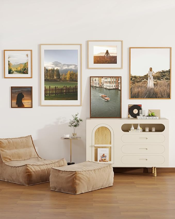 Marsmiles 20x30 Wooden Picture Frame, USA-Sourced Natural Oak Solid Wood Photo Frame with Real Glass for Display Pictures 16x24 with Mat or 20x30 without Mat, Teak, 1 Pack