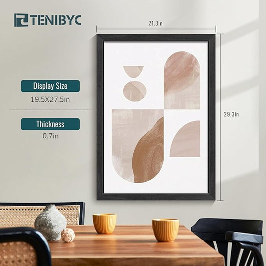 20x28 Picture Frame 4 Pack - Textured Black Wood Gallery Poster Frame - Wall Hanging