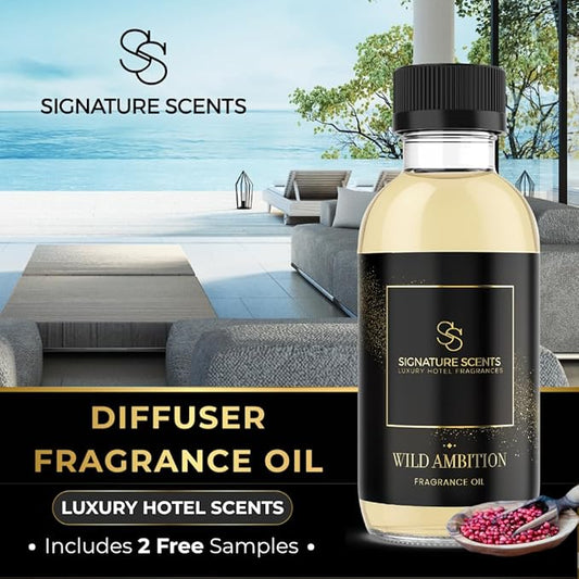 Luxury Hotel Diffuser Oil for Hotels and Homes - Aromatherapy Oils for use with an Essential Oil Diffuser at Home - Fragrance-Scent Diffuser Oil Blend (Wild Ambition) 4.05fl oz (120ml)
