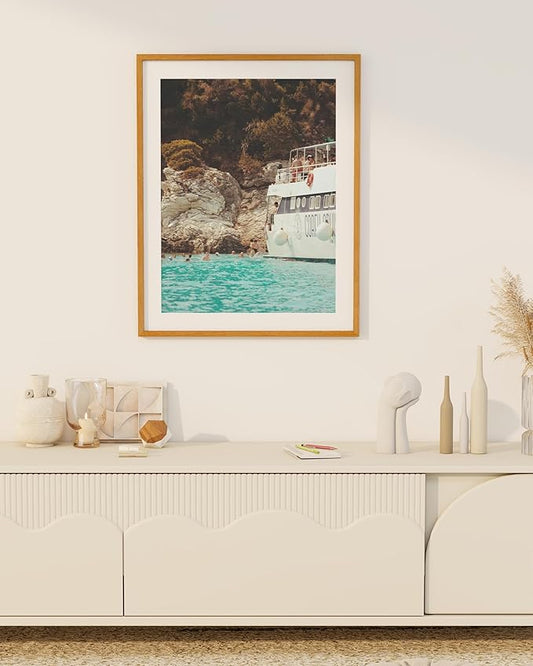 Marsmiles 22x28 Wooden Picture Frame, USA-Sourced Natural Oak Solid Wood Photo Frame with Real Glass for Display Pictures 18x24 with Mat or 22x28 without Mat, Teak, 2 Pack