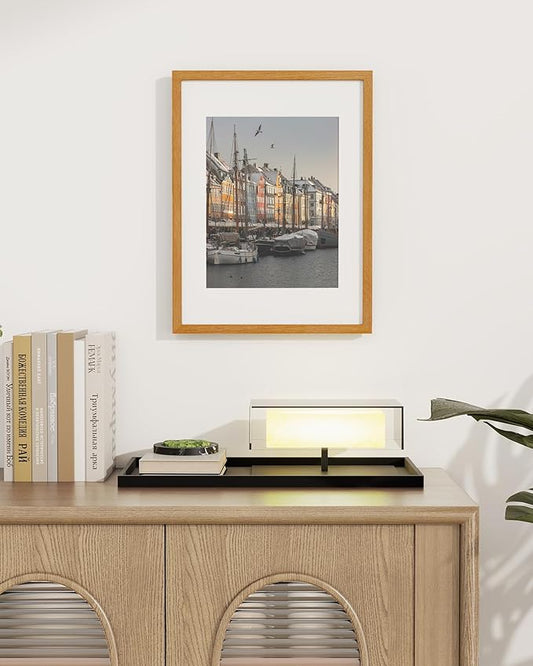 Marsmiles 12x16 Wooden Picture Frame, USA-Sourced Natural Oak Solid Wood Photo Frame with Plexiglass for Display Pictures 8.5x11 with Mat or 12x16 without Mat, Teak, 2 Pack