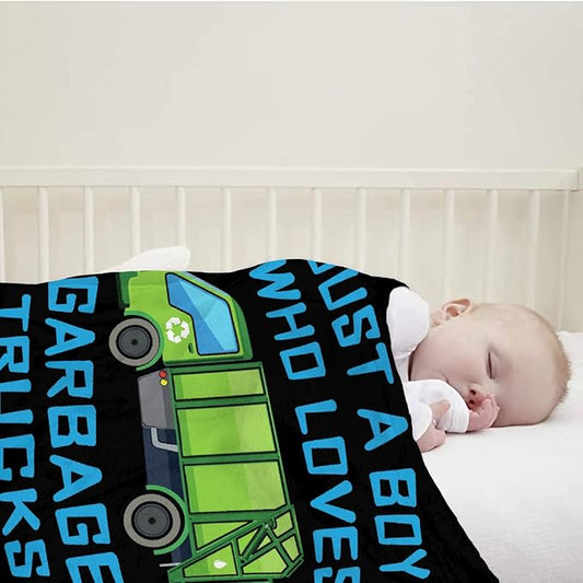 Boy Who Loves Garbage Trucks Blanket Soft Blankets and Throws Flannel Cozy Lightweight Quilt Gift Perfect for Bed Sofa Couch-40 x30 Extra Small for Pets