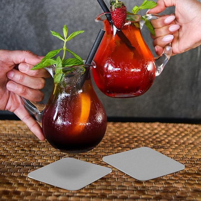 10 Squared Foam Coasters Pack, 4 inch - PU Foam, Foldable - Grey