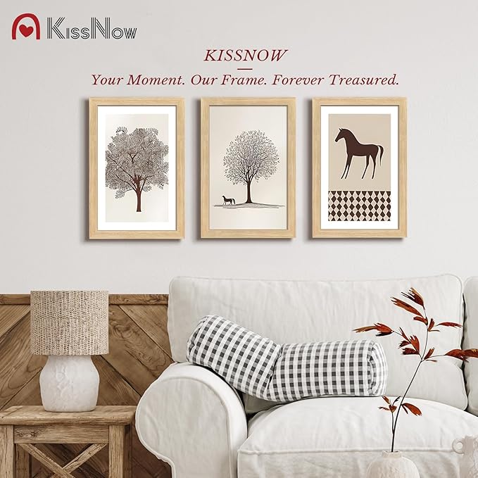 11x17 Picture Frame 2 Pack, Natural Oak Wood, Wall Gallery Poster Frame