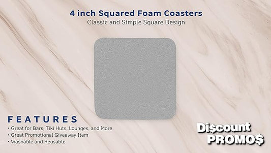 10 Squared Foam Coasters Pack, 4 inch - PU Foam, Foldable - Grey