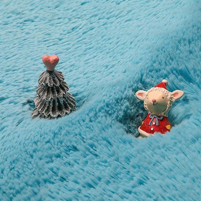 Blue Round Circle Rugs 6Ft for Kids Bedroom, Large Soft Washable Fluffy Area Rug for Teen Girls Boys, Play Room Decor Aesthetic, Plush Shaggy Fuzzy Baby Carpet for Living Room Nursery Classroom Dorm