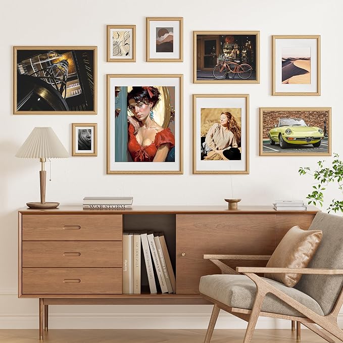 Vivelove 5x7 Picture Frame, Solid Oak Wood 5x7 Frame Display 4x6 with Mat or 5 x 7 Without Mat, 5 by 7 Photo Frame for Wall & Tabletop Display, Natural Oak Color, 1 Pack