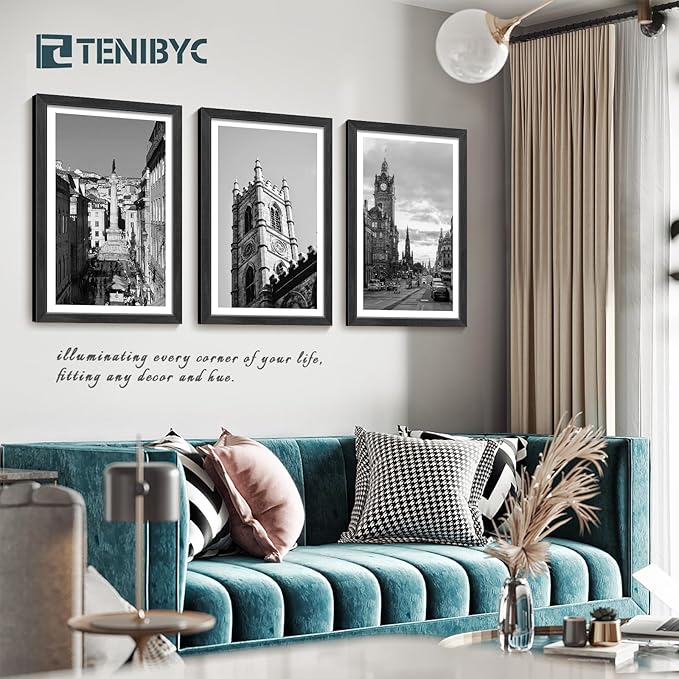 16x24 Picture Frame Set - 4 Pack, Classic Black Wood Grain, Wall Hanging Poster Frame for Photos, Posters, paintings & puzzles