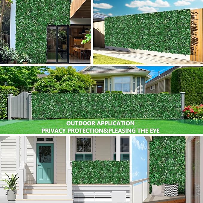 Grass Wall 20"x20" Pack of 16, Artificial Boxwood Panels, Privacy Hedge Fence Screen with UV Protection, Greenery Backdrop for Indoor Home Wedding Decor and Outdoor Garden Backyard