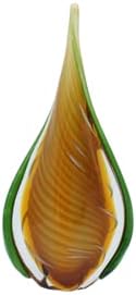 Yao Yuan Handmade Blown Murano-Style Art Glass Sculpture, Yellow and Green Glass Craft Decoration