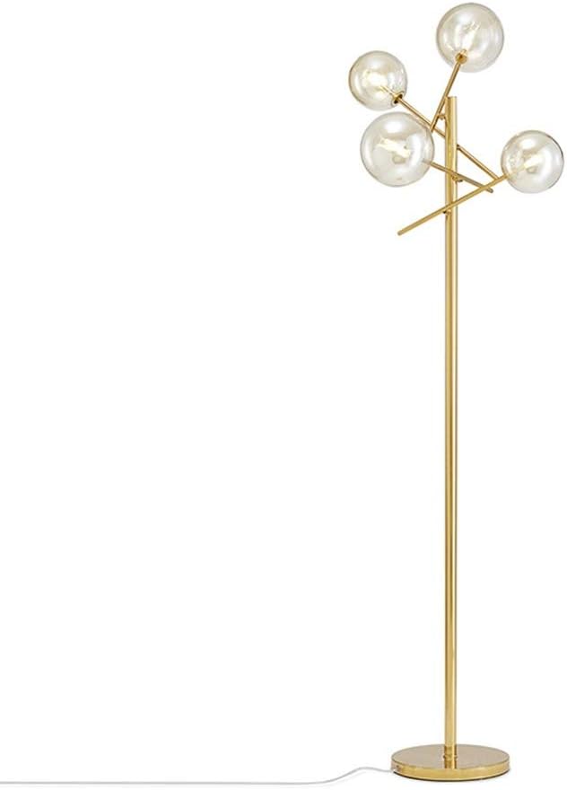 TD00145 Sputnik Chandelier Floor Lamp for Bedroom,4-Lights Glass Shade Floor Lamps for Living Room,Brass/Gold