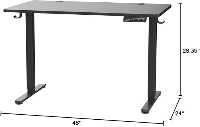 ErGear Height Adjustable Electric Standing Desk, 47.2 x 23.6 Inches Sit Stand up Desk, Memory Computer Home Office Desk with Two-Piece Desktop (Black)