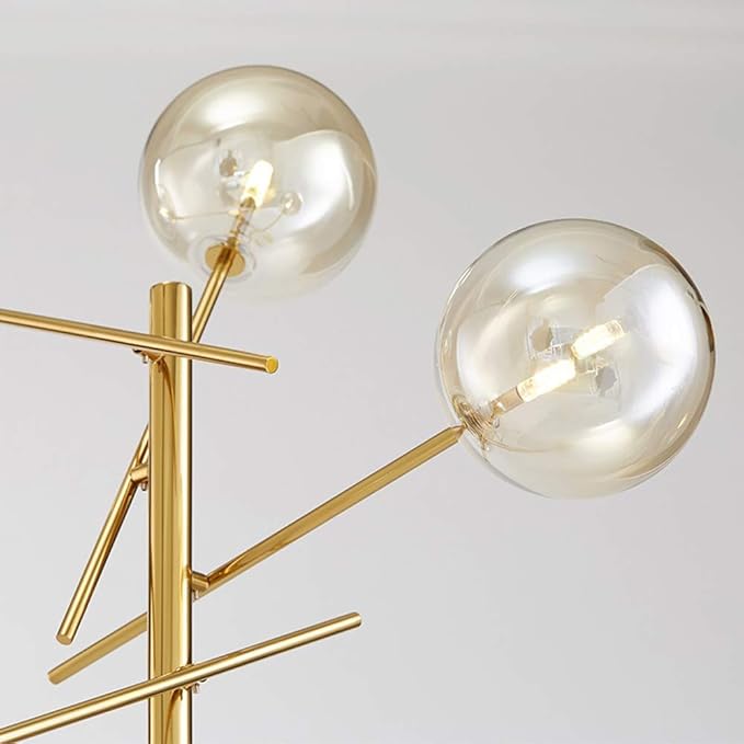 TD00145 Sputnik Chandelier Floor Lamp for Bedroom,4-Lights Glass Shade Floor Lamps for Living Room,Brass/Gold