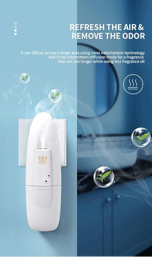 Diffuser Up to 500 Sq.FT Coverage-Nanotechnology Plug in Oil Diffuser Essential Oils (Bluetooth)-for Home and Office-Wall Silent & Waterless Oil Diffuser (Black and White)