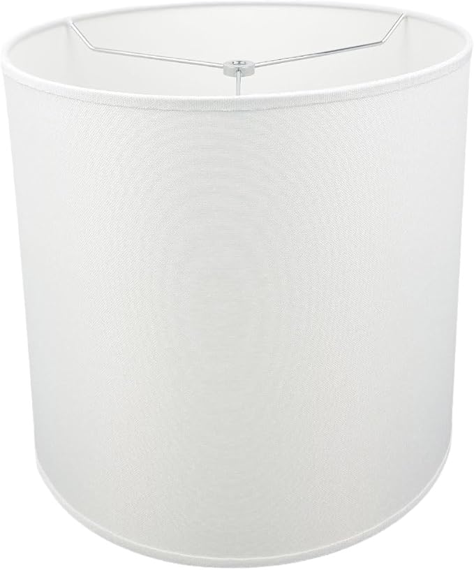 White 8" W x 9" H Drum Lampshades, No Assembly Required, Fabric Lampshade for Table Lamp, Bedside Lamp, Floor Lamp, Metal Spider Fitter