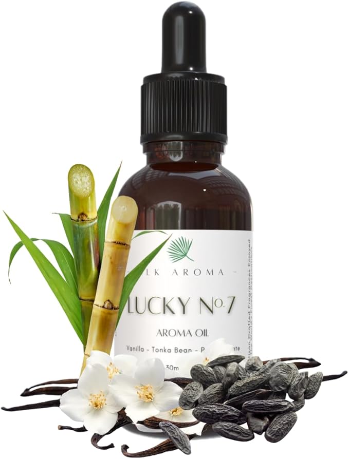 (Aria) Lucky No. 7 Hotel Aroma Oil for Diffusers - Waterless and Ultrasonic - Niche Blend of Essential and Aroma Oils - Silky Vanilla, Tonka Bean, Pomegranite - 30 ml (1 oz)