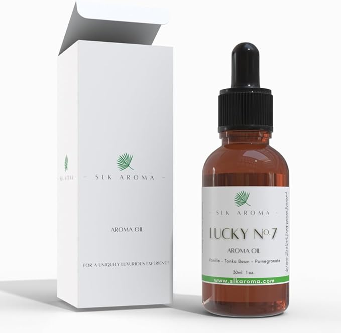 (Aria) Lucky No. 7 Hotel Aroma Oil for Diffusers - Waterless and Ultrasonic - Niche Blend of Essential and Aroma Oils - Silky Vanilla, Tonka Bean, Pomegranite - 30 ml (1 oz)