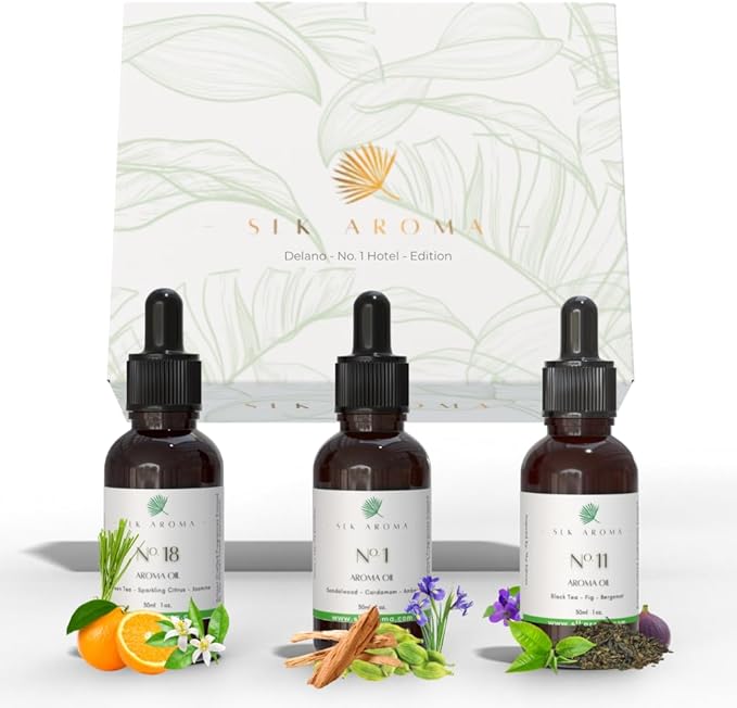 (Aria) Lucky No. 7 Hotel Aroma Oil for Diffusers - Waterless and Ultrasonic - Niche Blend of Essential and Aroma Oils - Silky Vanilla, Tonka Bean, Pomegranite - 120 ml (4 oz)