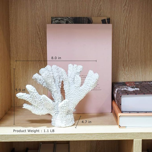 White Coral Faux Resin Reef Sculpture Nautical Tabletop Decoration Realistic Faux Branch Coral Sculpture Home Decoration Beach Theme Party Wedding Decor Window Display