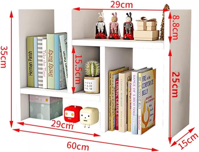 Generic Desktop Shelf, Dorm Desk Hutch, Adjustable Desktop Organizer Shelf Double H Display, Desk Organizer Shelf for Dormitory, Bedroom, Office, Free Combination, Black