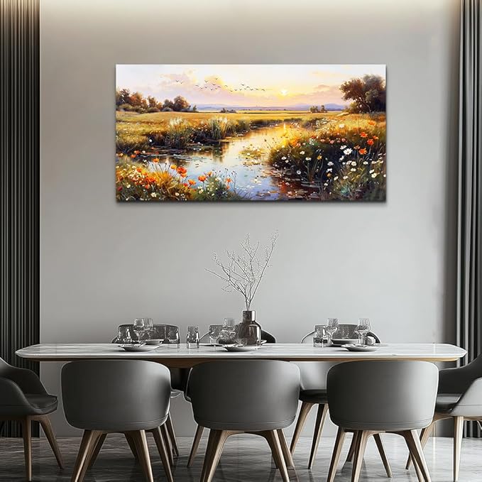 ZUITINGHUA Canvas Wall Art For Living Room Wall Decor For Bedroom Office Wall Decoration Rivers Landscape Painting Farmhouse Pictures Artwork Room Aesthetic Home Decor 20x40 In