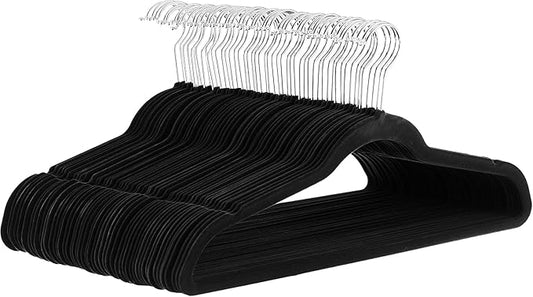 Amazon Basics Slim Velvet, Non-Slip Suit Clothes Hangers, Pack of 30, Black