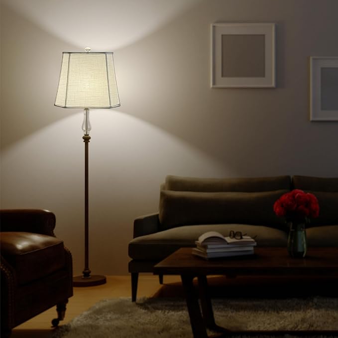 TOOTOO STAR Square Cut Corner White LampShade, 10" Top x 13" Bottom x 10.5" High Medium Shade (Spider Fitter), Handmade of Natural Linen, Easy to Assemble, Suitable for Table Lamps and Floor Lamps