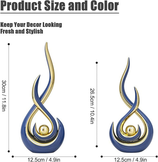 Navy Modern Abstract Art Home Decor Accent,Contemporary Statues Coffee Table Decor for Living Room,Table Centerpieces for Dining Room,Ceramic Sculptures Knick Knacks for TV Stand Show Piece (Blue)