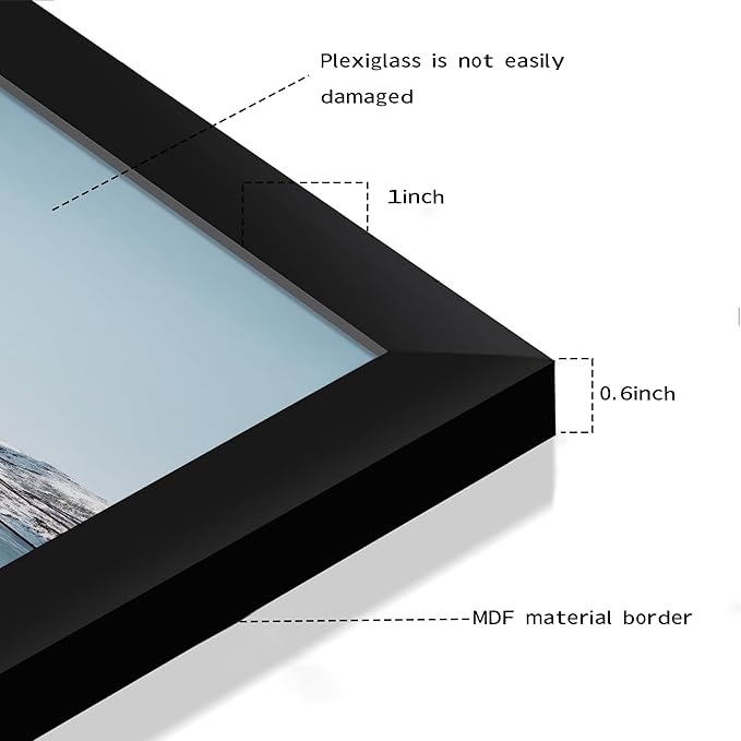 12x16 Picture Frame 5 Pack, Black Poster Frame, Display Pictures 11 x 14 with Mat or 12 x 16 Without Mat for Horizontal or Vertical Wall Mounting, Wall Gallery Frame for Artwork Certificate