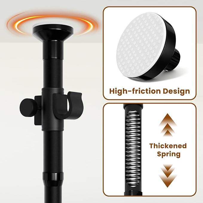 Room Divider Tension Rod No Drilling, Adjustable 72-200" W x 43-120" H Room Divider Curtain Rod, Black