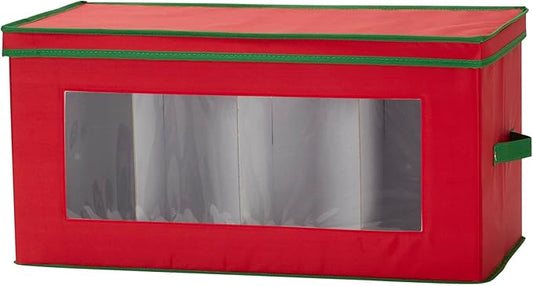 Household Essentials 554RED Holiday Vision Storage Box Chest, 8-Piece Figurine, Red & Green