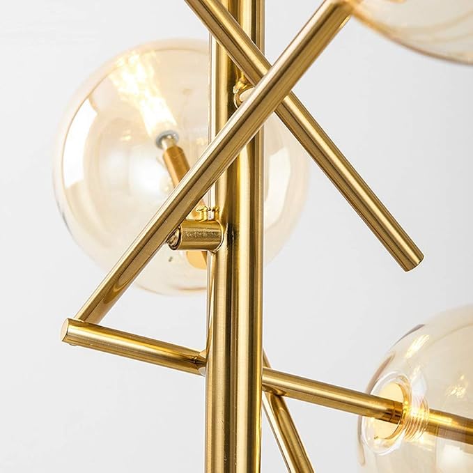 TD00145 Sputnik Chandelier Floor Lamp for Bedroom,4-Lights Glass Shade Floor Lamps for Living Room,Brass/Gold