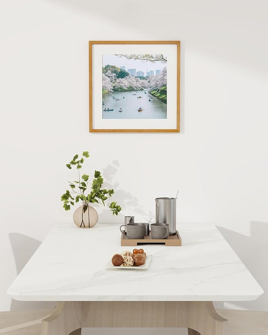 Marsmiles 16x16 Wooden Picture Frame, USA-Sourced Natural Oak Solid Wood Photo Frame with Real Glass for Display Pictures 12x12 with Mat or 16x16 without Mat, Teak, 2 Pack