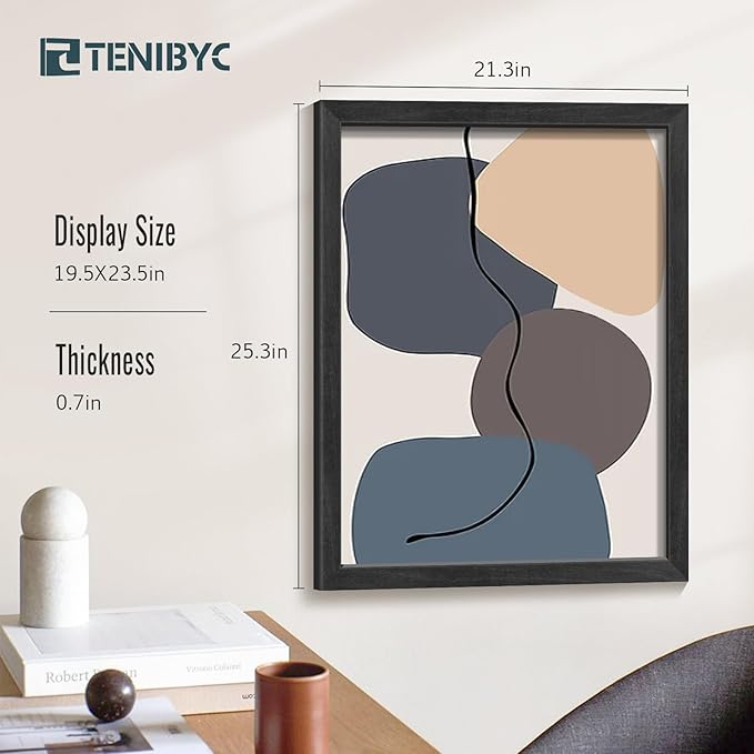 20x24 Picture Frame 4 Pack, Textured Black Wood Poster Frame, Suitable for Photos, Posters and Puzzles, Horizontal and Vertical Wall Hanging