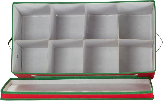 Household Essentials 554RED Holiday Vision Storage Box Chest, 8-Piece Figurine, Red & Green