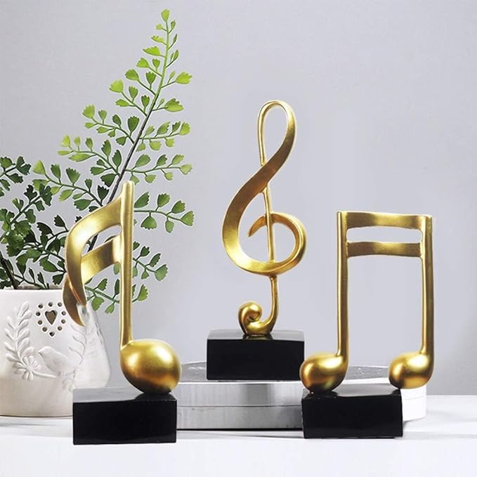 Notakia 3Pcs Music Decorations for Home Gold Music Note Decor for Living Room